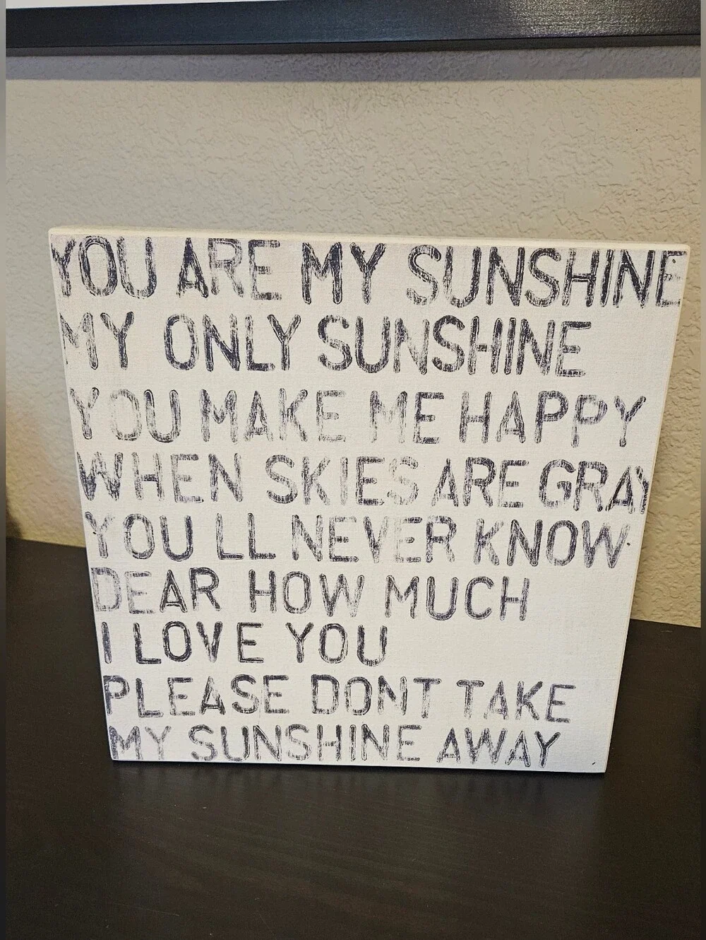 Sunshine Lyrics Wall Art - White and Black